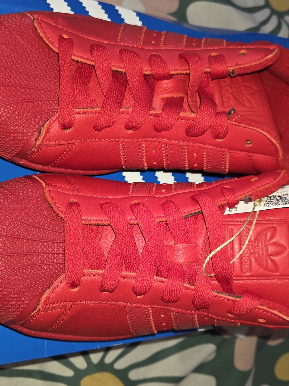 adidas Men’s Red Leather Shell-Toe Sneakers - Picture 4 of 5